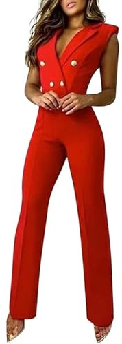 nicticsi Tuta da Donna Estiva Senza Maniche Scollo a V Jumpsuit Vita Alta Long Pantaloni Monopezzi Tutine Elegante Tute Casual Cerimonia Cocktail Overalls