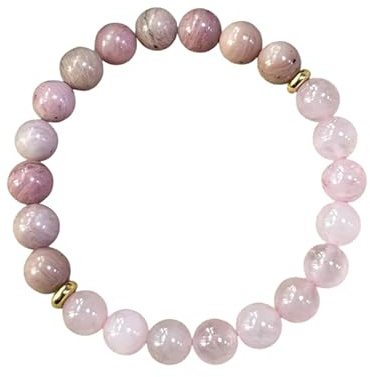 Generisch Bracciale di perle rodonite in quarzo rosa, 8 mm, stile boho vintage
