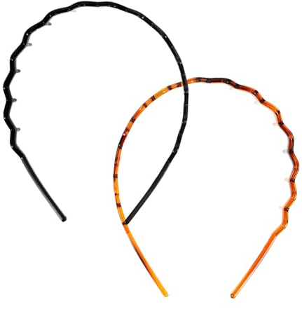 Mipcase Fasce per Chioma Struttura a Dente Ondulato Anti-scivolo in Plastica 2pezzi per Donna