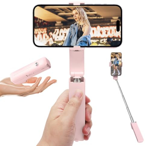 Yuragim Mini perche à selfie extensible, portable, format de poche, extensible, support de téléphone portable, support de téléphone portable, perche à selfie pour Vlog, enregistrement vidéo, streaming