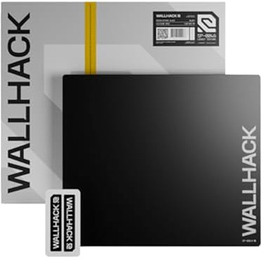Wallhack SP-004A Glas Gaming-musmatta – 4:e Gen Micro-etsad yta, Stor för Esport, Ultra-snabb glid med stoppkraft, Härdat glas, Hållbar & Portabel, 390×450 mm | Svart