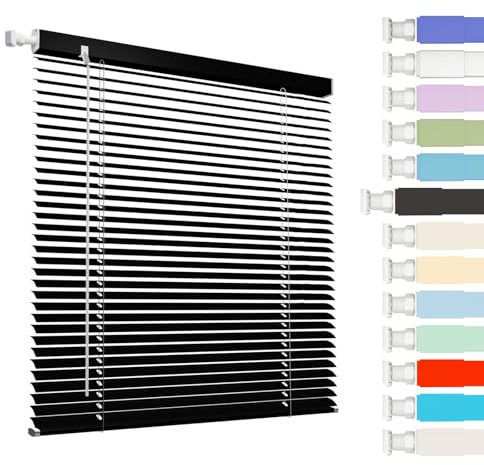 Tende Veneziane in Alluminio per Interno Finestre, Tende Orizzontali Oscuranti a Lamelle da 25mm, Personalizzato, Privacy e Protezione, per Finestre e Porte di Casa o Ufficio(Black)