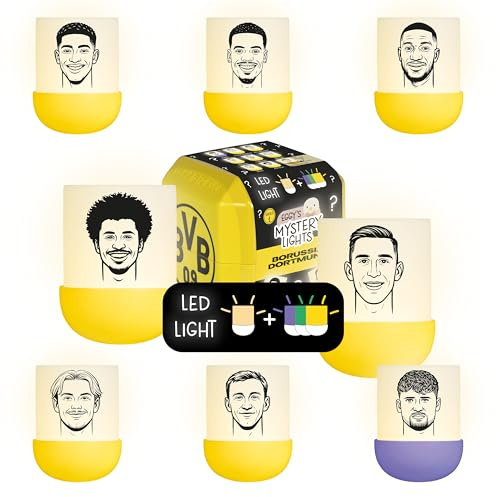 MegaLight Blind Box Mini Nachtlichter | BVB Fanartikel Kinder | zufällige Figurenauswahl | 1 aus 9 zum Sammeln | USB-C AKKU | Borussia Dortmund Fanartikel | EGGY'S Mystery Lights BVB