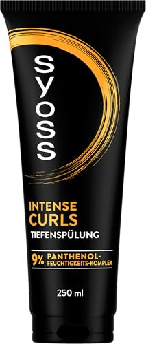 Syoss Tiefenspülung Intense Curls (250 ml), pflegende Spülung für Locken | Conditionier mit 9 % Panthenol-Feuchtigkeits-Komplex, stärkt und definiert Locken & Wellen für mehr Geschmeidigkeit und Glanz
