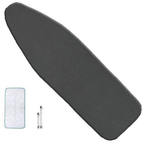 OPOLDBDMAC 90x30cm 100x35cm Copriasse da Stiro Piccolo Copertura ASSE da Stiro Imbottitura Copriasse Telo, Regolabile Copriasse da Stiro con Fissaggi Elasticizzati(Black,92x33cm/36x13in)