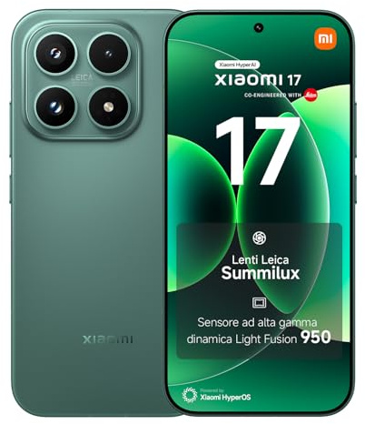 XIAOMI 17, Smartphone 12+512 GB, Optique Leica Summilux, Capteur Light Fusion 950, Batterie 6330mAh (typ), HyperAI, Vert, Garantie 2 Years, Chargeur Non fourni