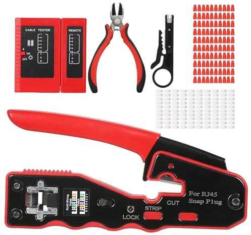 Syengery Herramienta para Crimpar Cables | Mango Ergonómico y Multifunción,Crimpadora Manual y Pelacables,para Profesionales Técnicos Aficionados Taller Casa y Fábrica