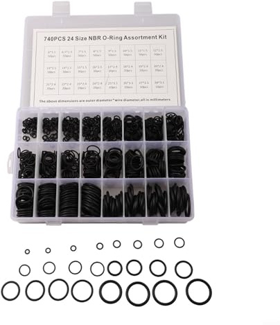 O-Ring Sortiment Set, 740PCS Nitrilkautschuk Dichtungsringe mit 24 Größen für Hydrauliksysteme und Autoreparaturen, Öl- und Hitzebeständig, für Industrie und Werkstatt