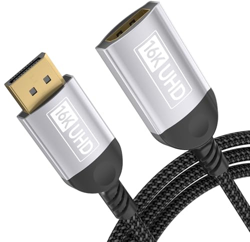 16K DisplayPort-förlängning 2,1,DP-kabel 1 m 16K @60Hz 10K @60Hz 8K @120Hz 4K @240Hz 144Hz,DP-kabel 80 Gbps med HDR,FreeSync, G-Sync, DSC 1.2a,HDCP 2.2 kompatibel med PC,HDTV,Gaming-skärm, bärbar