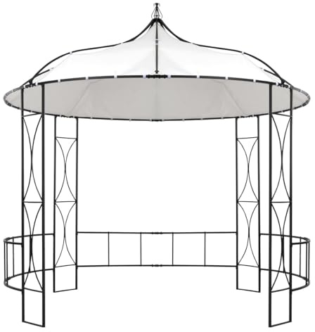 Gecheer Gazebo da giardino, struttura in ferro con tetto in poliestere 300x290 cm bianco rotondo per feste, barbecue e riunioni all aperto