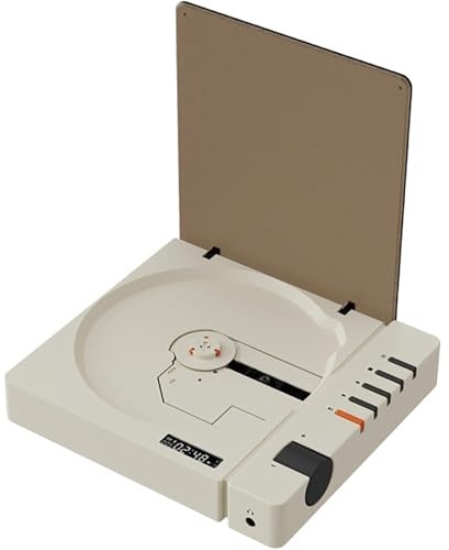Reproductor De CD Portátil con Bluetooth, Diseño Retro Compacto, Batería Recargable, Equipo Audio Doméstico Sobremesa, Salida SPDIF(White)