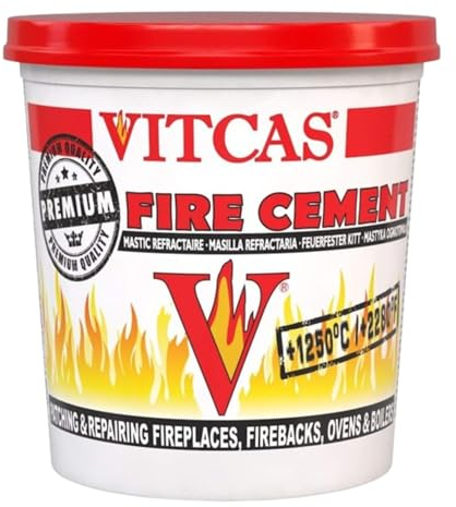 Vitcas 1kg Premium Fire Cement – Fire Bricks – Excellent Adhesion – Fireproof – Patching and Repairing – Easy to use