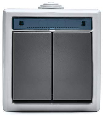 FAMATEL – Doppelschalter | Für den Einbau | Serie Aquant 55 | IP55 | Wasserdicht | Leichte Installation | Aluminium |