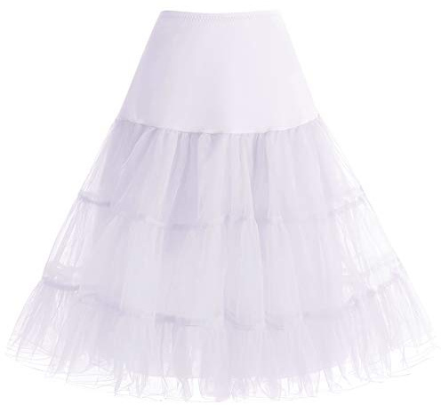 Bbonlinedress Donna 50s Sottogonna Organza Vintage Rockabilly Mini Gonne White S