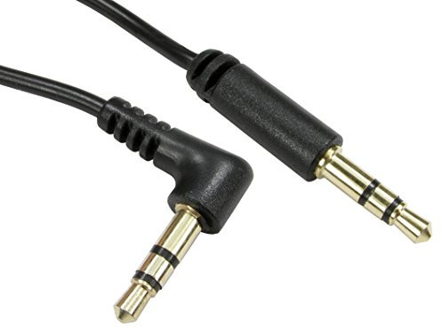 World of Data 1.5m Right Angle to Straight 3.5mm Audio Jack Cable - 24k Gold Plated Audio Stereo BLACK