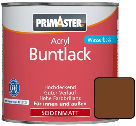 Primaster Acryl Buntlack 375ml Nussbraun Seidenmatt Wetterbeständig Holz&Metall