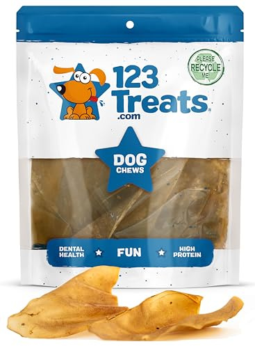 123 friandises – Oreilles de Vache à mâcher pour Chien (10 Units) Oreilles d'animaux 100% Naturelles provenant de bovins nourris à l'herbe en liberté, sans Hormones, additives Or Products Chimiques