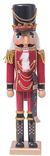 Nussknacker Figur groß XL / 50 cm/König mit Säbel Bordeaux/Deko Figur Nussknacker Holz/handbemalt im Kunsthandwerks-Stil/weihnachtlich dekorieren