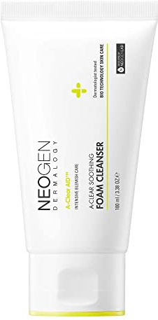 DERMALOGY by NEOGENLAB A-Clear Beruhigender Schaumreiniger 3,38 oz (100 ml) – Reinigungsschaum für verstopfte Poren und Talg für zu Akne neigende Haut mit Salicylsäure, Teebaum, Centella Asiatica