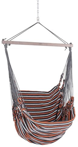 Chico Hängesessel 190 x 95 cm Baumwollgewebe grau-orange (inkl. Drehwirbel, Karabiner und Kette)