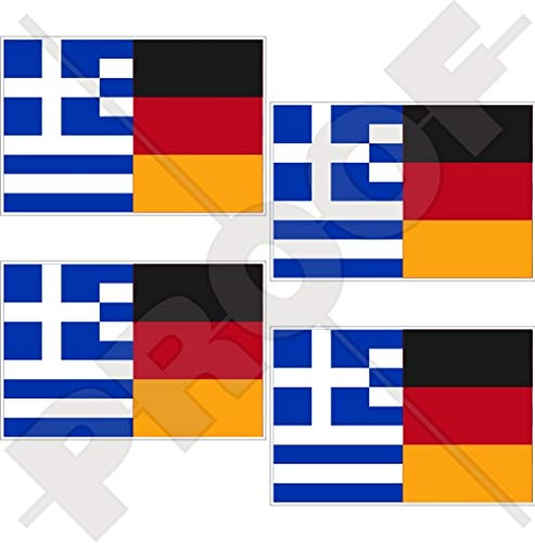 GRIECHENLAND-DEUTSCHLAND Griechisch-Deutsch Flagge 50mm Auto & Motorrad Aufkleber, x4 Vinyl Stickers