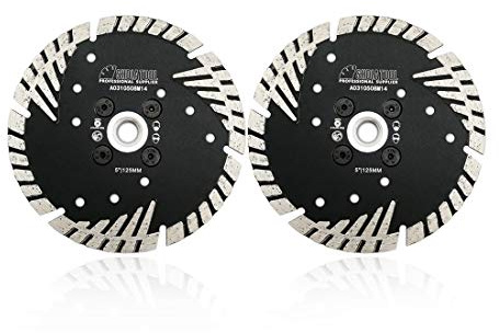 SHDIATOOL Diamant-Trennscheibe 2 Stücke 125mm x M14 mit Turbo schrägen Schutzzähnen für Beton Backstein Fliese Granit Marmor Mauerwerk