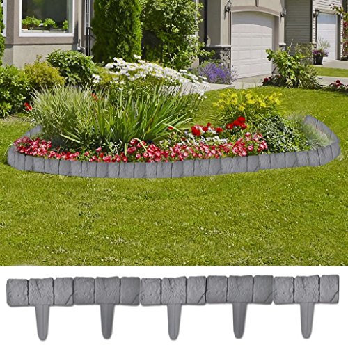 Goliraya Bordure de Jardin Imitation Pierre 10 m - Parfait pour la Décoration de Jardin - avec Haute Qualité