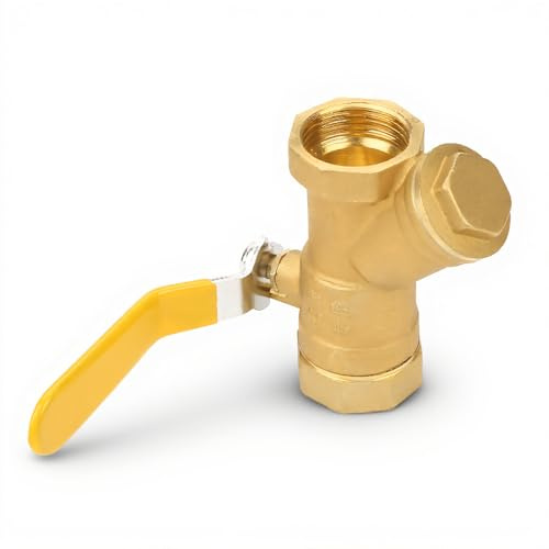 ASHATA Y-Kugelhahn, Y-Messing-Siebfilter-Kugelhahn, 1 DN25-Innengewinde Messing-Y-Ventiladapter für Wassergasöl