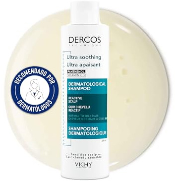Vichy Dercos Technique Shampoo zur Behandlung von empfindlicher Kopfhaut, nährt und repariert, Anti-Juckreiz, ohne Silikone, für fettiges Haar und empfindliche Kopfhaut, 200 ml