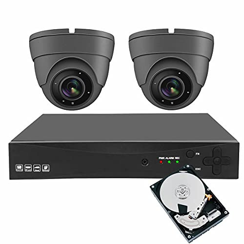 Anspo CCTV Camera System Outdoor 4 Channel Home Security Kit With 2x Full HD Metal Dome Cameras Motion Detection, Email &APP Alert, P2P, 1080P Live Viewing CCTV Kits w/ 1TB Hard Drive Include