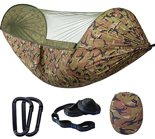 FOGUO Hangematte Camping Outdoor, Reisehangematte Moskitonetz, Hangematte fur 2 Personen Ultraleicht, 2 Karabine, 2 X Nylon-Schlingen Inbegriffen, für Terrasse Hof Garten