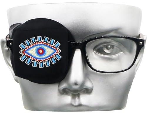 Astropic 3D Silk Eye Patch for Adults Kids | Medical Eyepatch for Glasses (Balck - Wisdom Eye, Right Eye)