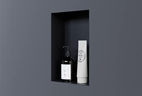 BERNSTEIN Wandnische aus Edelstahl NT203010X randlos -20 x 30 x 10 cm Einbauregal, befliesbare Wandnische mit Flexibler Einbau- Ideale Duschablage - Farbe:Schwarz
