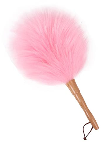 SWECOMZE Lammfell-Staubwedel, Mikrofaser Staubwedel, Staubwedel mit ergonomischem Holzgriff, für die häusliche und professionelle Reinigung, Möbelreinigung (Rosa,S: 33cm)