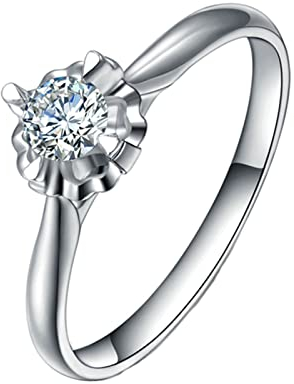 Daesar Ring Frauen 950 Platin, Verlobungsring Damen Blume Solitär mit 0.2ct Diamant Trauringe Nickelfrei Gr.52 (16.6)