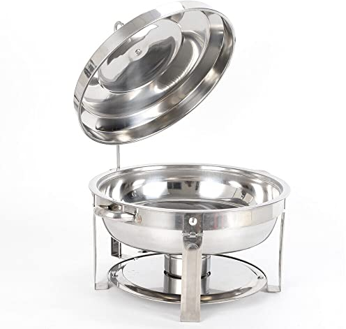 Hot Pot - Riscaldatore in acciaio inox, 7,5 l, rotondo Chafing Dish, in acciaio inox, scalda cibo