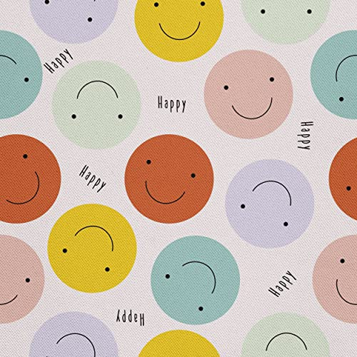 HEKO PANELS Oxford Wasserdichte Meterware Canvas-Stoff Polyester Zum Nähen Nähstoffe Möbelstoffe Dekostoffe Handwerken Wasserabweisend Blickdicht Smileys 2 Meter 155 x 200 cm