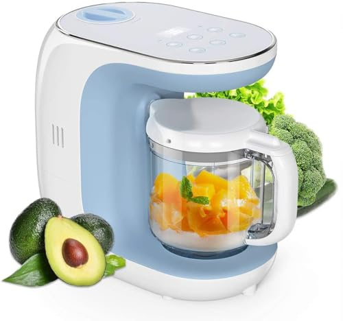 Babynahrungszubereiter Multifunktions Breikocher mit Messbecher &Dampfkorb für Babykost Dampfgaren, Mischen, Auftauen und Heizen, LCD Touchscreen, automatische Abschaltung - Babybrei Zubereiter