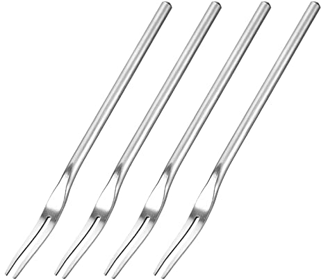 sourcing map 4Stk Edelstahl Fruchtgabeln 5.12 Salat Obstgabel Dessertgabel Kuchengabel 2 Zinken Probiergabel für Geburtstag Party Hochzeit Restaurant