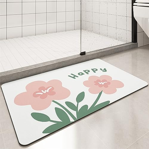 Badematte Rutschfester Badezimmerteppich Absorbierender Badteppich 60x90cm Schnell Trocknende Badezimmer Teppiche, Duschmatte Rutschfest Badvorleger Waschbar Bath Mats, Badeteppich Bad Teppich Pink