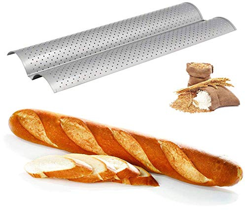 Pssopp Baquette Blech 2-fach Backform Baguettepfanne aus Edelstahl 2 Wellen Brotlaibe Backform Baguetteform, 38 X 16,2 X 2,4cm (Wie gezeigt)