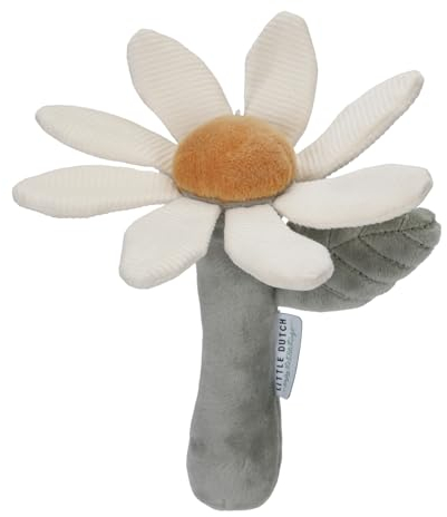 Little Dutch Greifling Rassel Blume aus Stoff weiß (grün/weiß)