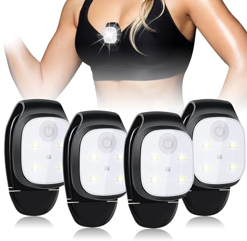 4 Stycken LED-Klämlampor, USB Uppladdningsbar Klämlampa Utomhus Night Racing Lights, 4 Belysningslägen Löpljusklämma,LED Liten Pannlampa Säkerhetsljus Löptillbehör för Löpning Jogging Camping Vandring