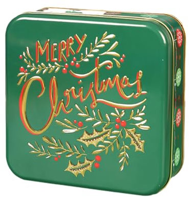 DOTBUY-SHOP Christmas Biscuit Tin, Square Cake Tin Large Storage Tin Airtight Biscuit Tins Storage, Fine Metal Box Christmas Decoration Tin Box (Set of 2,Christmas E)