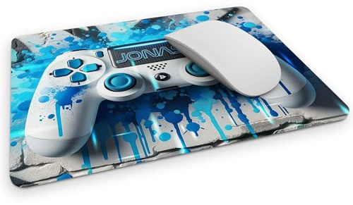 timalo® Gaming Mousepad personalisiert mit Namen | Mauspad mit Namen Geschenk für Gamer | Wunschname gaming Zone | Graffiti Controller blau Jungen