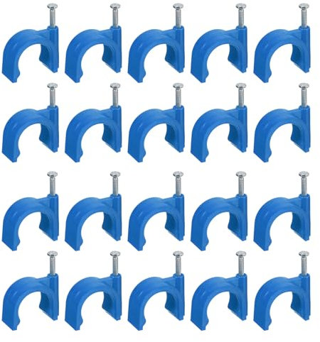 sourcing map Kabelclips mit Stahlnagel, 50 Stück 20mm/0,79 Kunststoff Kabelclips, Ethernet Kabelclips zum Nageln für die Verwaltung von Kabeln zu Hause, blau