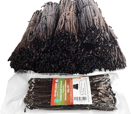 50 Split Organic Madagascar Vanilla Beans Grade B| 5-7 For Extract by FITNCLEAN VANILLA| Bourbon NON-GMO Pods for Paste