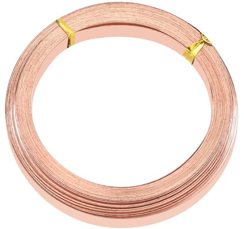 PATIKIL 2 Rollen Flaches Kupferdraht Biegsamer Flacher Basteldraht Kupfer | 32 Gauge/0,2x8mm Durchmesser 6m/19,69ft, für Schmuck DIY Herstellung Ohrring Perlen Gartenpflanzen