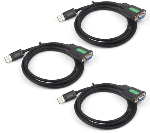 Waveshare Industrial USB to RS232 Serial Adapter Cable(3 PCS), USB Type A to DB9 Female Port, FT232RL Chip, 1.5m, for Industrial Control Equipment & Applications with High Communication Requirement