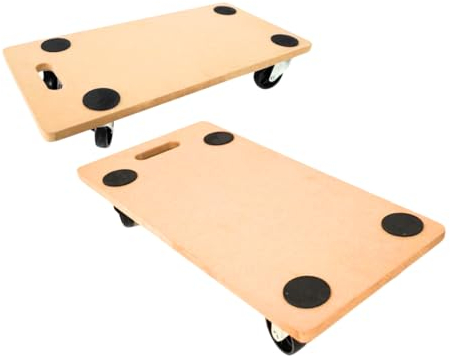 Chariot à roulettes Pro avec 4 roulettes | HxLxP 11,5x30x60cm | Capacité de Charge 200kg | Panneau de Bois MDF | Marron | 2 pièces